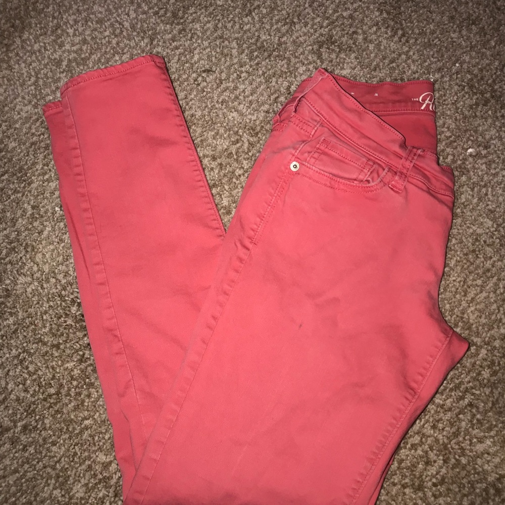 Coral colored Rockstar Jeans